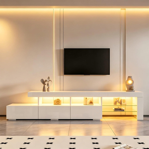 Juego de Muebles para TV de 180 cm con Acabado Brillante, Mesa de Centro de Madera con Soporte para TV LED, <span class=keywords><strong>Mueble</strong></span> de Almacenamiento que Ahorra Espacio - Product Image 1