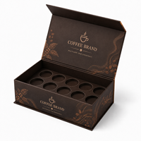 Boîte d'emballage personnalisée OEM pour dosettes de café, boîte cadeau de luxe en papier rigide avec insert et couvercle à charnière pour capsules