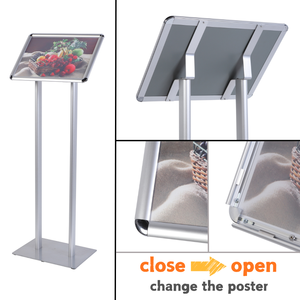 स्थिर दोहरी पैरों और प्रीमियम एल्यूमीनियम स्टील निर्माण के साथ स्व-स्थायी ए 3 सूचना धारक - Product Image 2