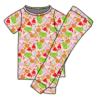 Ensembles de vêtements pour filles en deux pièces, mignons, de Noël, pour l'automne et l'hiver, imprimés de personnages, manches longues, en tissu de bambou, tenue pour tout-petits