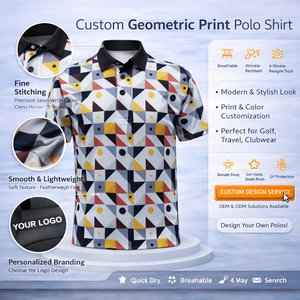 <span class=keywords><strong>Polo</strong></span> Personalizzata con Stampa Geometrica Astratta per <span class=keywords><strong>Uomo</strong></span>, Traspirante, alla Moda, per Golf e Viaggi, con Design del Logo - Product Image 3