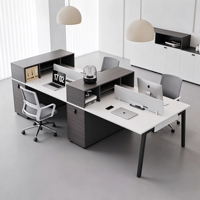 Nouveau bureau de travail moderne et durable pour le personnel de bureau avec cloison, poste de travail minimaliste en bois à pieds larges, mobilier de bureau