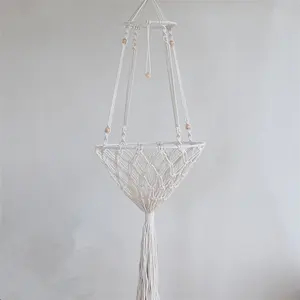 SZ246 Macrame Cat Hammock Woven Boho Wall Hanging Pet Hammocks Dog Bed Swing Hanger Woven Wall Hanging Baskets with Cushion