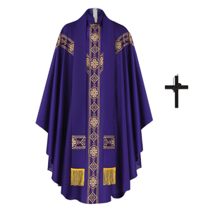 Chasuble de Prêtre Catholique Vêtement de Messe d'Église Robe Chasuble de Prêtre Ample Vintage Cape - Product Image 2