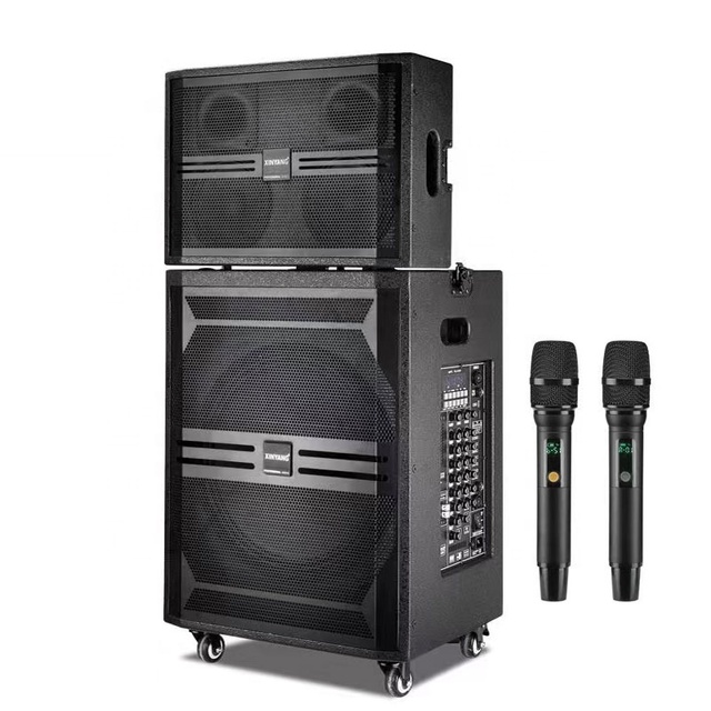 NEW ARRIVAL 400W 15 Inch Active Outdoor Speaker Rechargeable 12V/20A Battery Party Speaker Line Array System With Wireless MIC