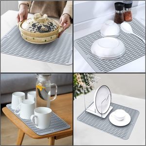 <b>Kitchen</b> Accessories Non-Slip Heat Resistant Silicone Dish <b>Drying</b> Pad Rubber Backed <b>Mat</b> for <b>Kitchen</b> Counter Cooking Tool - Product Image 6