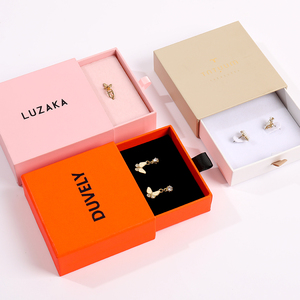 Boîte à bijoux personnalisée en gros, style tiroir, imprimée avec logo de marque, boîte rigide coulissante pour emballage de bijoux de marque - Product Image 3