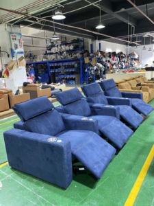 Juego de sofá seccional reclinable eléctrico de <span class=keywords><strong>4</strong></span> <span class=keywords><strong>plazas</strong></span>, reposacabezas eléctrico, sofás de tela extensibles para cine en casa, sofá Interior para sala de estar - Product Image 5