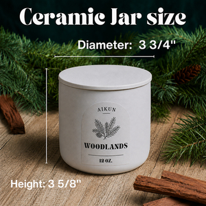 AIKUN High Quality Home Decor 100% Handmade Ceramic Jar Essential Oil Eco-Friendly Private Label Soy <b>Wax</b> Scented Candles - Product Image 3