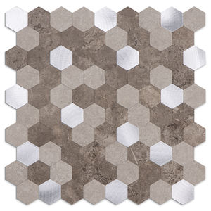 Carreaux hexagonaux adhésifs <span class=keywords><strong>marron</strong></span> argenté Vivid Tiles pour crédence, installation facile, à peler et coller, pour la décoration murale de cuisine et salle de bain - Product Image 1