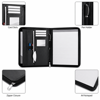 Portafolio de Cuero A4 con Cierre y Logotipo Personalizado, Bolsa Profesional para Documentos, Organizador de Negocios para Reuniones y Presentaciones de Oficina