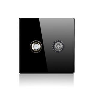 <span class=keywords><strong>Prise</strong></span> de courant murale standard de l'UE <span class=keywords><strong>TV</strong></span> Port satellite <span class=keywords><strong>antenne</strong></span> télévision panneau de verre cristal 250V - Product Image 1