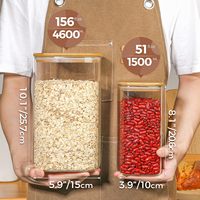 Grands récipients carrés en verre pour aliments, 156 oz et 51 oz (gallon), pots à farine et sucre avec couvercle hermétique pour l'organisation du garde-manger de cuisine
