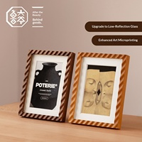 Marco de Fotos Magnético de Madera Sólida Ecológico con Patrón de Ondas, Decoración Creativa para Escritorio, Almacenamiento Personalizable, Impresión Giclée Encajable