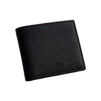 Dompet Kulit Asli Minimalis 2-Lipat Anti RFID Laris Manis dengan Lapisan Poliester, Slot Kartu Kredit Pendek Terbuka Portabel