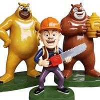 Estatuas de Fibra de Vidrio de Tamaño Real Personalizadas, Ecológicas, Resistentes al Agua, Pintadas, de los Osos Boonie, para Parques de Diversiones y Centros Comerciales