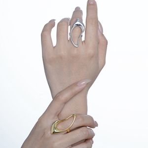 S925 Sterling Silver Unisex Sáng Tạo Hình Trăng Vòng Rỗng Hình Tai Hình Gỉ Miễn Phí Và Mặc Miễn Phí Tùy Chỉnh Có Thể Điều Chỉnh Vòng - Product Image 6