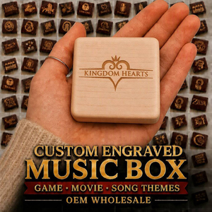 Caja Musical de Videojuegos Kingdom Hearts Sankyo, Caja Musical de Madera de Arce con Mecanismo de Cuerda, Mini Caja de Recuerdos Musical de 18 Notas, Regalo Personalizado Grabado OEM - Product Image 1