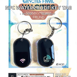 Reliablerfid - Tarjeta de Proximidad RFID de 125 kHz para Hoteles y Negocios, Etiqueta NFC con Chip TK4100, Impermeable, Color Negro y Azul, con Llavero de Epoxi - Product Image 2