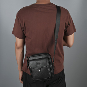 Men's Genuine Leather Messenger Bag Black <b>Small</b> Durable Everyday Use - Product Image 2