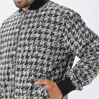 Veste bomber en tweed noir et blanc de haute qualité, design de mode personnalisé, pour homme