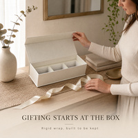Boîte cadeau pour vin en carton rigide écologique personnalisée en matériaux recyclés, avec insert en mousse à trois compartiments, couvercle rabattable magnétique de style livre, doux