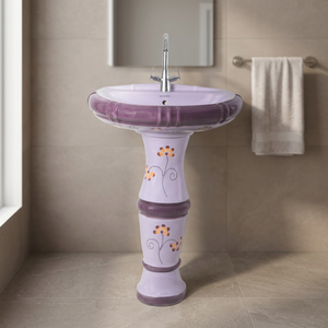อ่างล้างหน้าทรงกลมเซรามิกสีเขียวลายหิน ดีไซน์สวยงาม สำหรับห้องน้ำ - Product Image 3