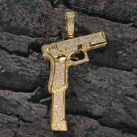 Pendentif pistolet Hip Hop en laiton plaqué or 18 carats modèle de pistolet collier femmes hommes rappeur bijoux de mode
