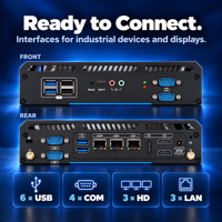 PC Mini Industri Tanpa Kipas J6412 3xLAN 3*HD 2.0 Tiga Layar 4*COM RS232/485 Modul WIFI+BT Pengontrol Industri