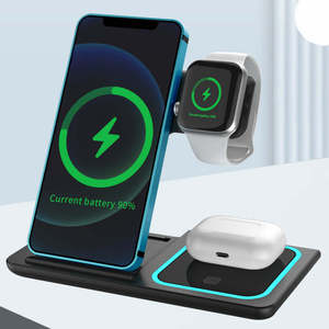 GEBRA Multi-functional Foldable 3-in-1 ABS <b>PC</b> Fireproof Magnetic 15W <b>Wireless</b> Charging Stand QC3.0/PD3.0 Earphone Quick Charging - Product Image 6