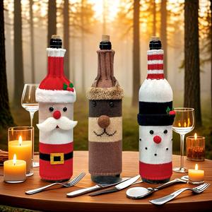 Nouvelle décoration de Noël créative fil tricoté sac de bouteille de vin barre de noël Restaurant couverture de bouteille de vin - Product Image 2