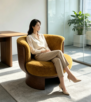 Fauteuil en alpaga de style rétro français, simple et élégant, adapté au salon, à la villa, à l'école, à la chambre, au bureau à domicile - Convient aux appartements