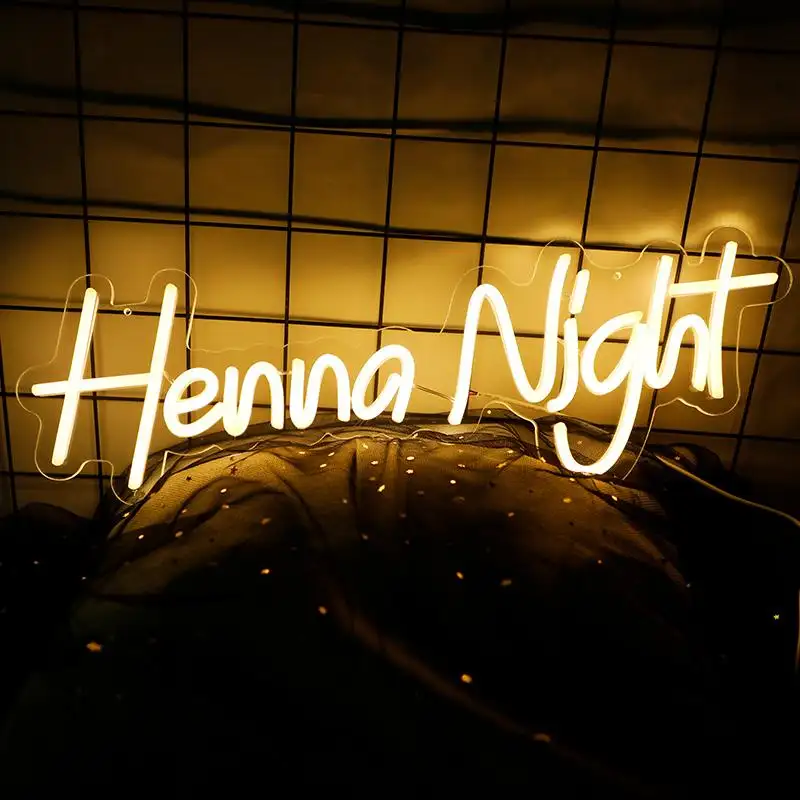 LED Henna Night Neon Sign Custom Wedding Marry Neon Sign USB Led Light Confession Bedroom Art Wall Decoration Aesthetic Lamp