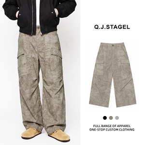 Pantalon cargo <span class=keywords><strong>pour</strong></span> homme, coupe large, ample, 100% polyester, lourd, brodé, multi-poches, streetwear, hip hop, Y2K, coupe ample, OEM - Product Image 1