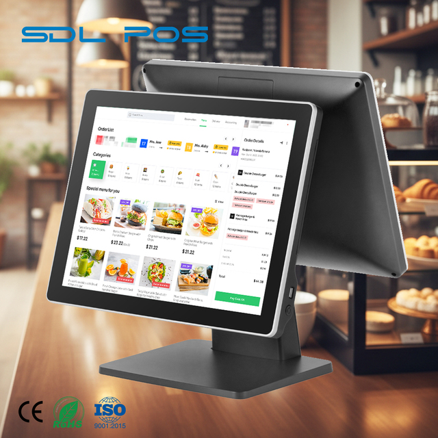 Cash Register POS Terminal with Dual Screens 15 Inch and 11.6 Inch for Shop