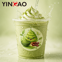 Étiquette personnalisée pour thé vert matcha, autocollant adhésif en vinyle durable, écologique et imperméable, en rouleau, pour gobelets de crème glacée et desserts