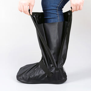Botas de lluvia de PVC hasta la rodilla, resistentes al agua, antideslizantes, unisex, reutilizables, con estilo, cubierta de zapatos con cremallera - Product Image 4