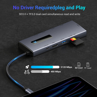 Hub USB Portátil de Alta Calidad con 10 Puertos, Estación de Acoplamiento USB y Hubs USB Multipuerto de Alta Velocidad, Hub USB-C OTG para Laptop