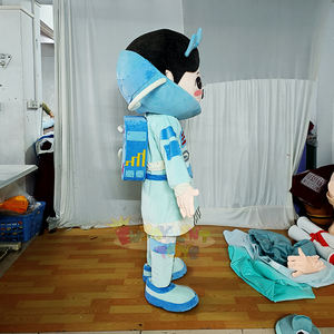 Costume de mascotte d'astronaute fille mignon de qualité supérieure, taille XL, combinaison spatiale en peluche avec nœud et bottes rayées pour les carnavals, les événements et la marque - Product Image 3