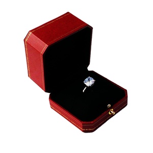Red octagonal PU Leather Jewelry Gift Box High-end Ring box