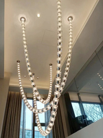 Lustre aérien créatif en verre pour salle de réunion de club d'affaires, chaîne personnalisée, escalier tournant, duplex, salon