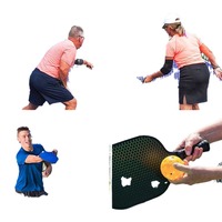 Pala de pickleball de madera de álamo de 9 capas con borde envuelto, orificios perforados, anillo de silicona en el agarre, 300g para listado