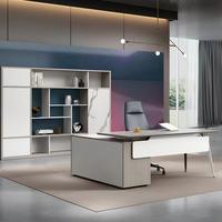 Bureau de direction en bois personnalisable, bureau administratif moderne en forme de L haut de gamme, bureau de direction ergonomique