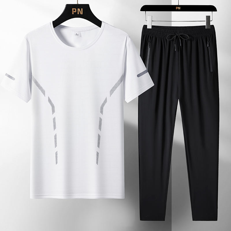 Blanc [T-shirt] + Noir [boxer deux pièces]