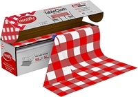 Rouleau de nappe jetable de 100 pieds x 54 pouces, rouleau de nappe en plastique à carreaux rouge et blanc pour les fêtes en intérieur ou en extérieur