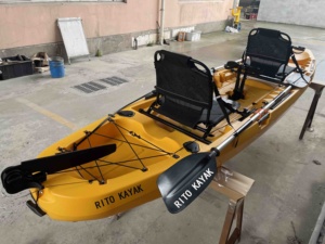 Vente en gros 14ft rotomoulé siège confortable bateau de sport kajak de pêche chine <span class=keywords><strong>kano</strong></span> plastique double kayak à pédales pour 2 personnes avec entraînement des ailerons - Product Image 6