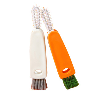 3 In 1 Thermos Lid Brush Multi Functional Groove Cleaning Brush For Baby Bottle Cleaning Orange Color - Product Image 5