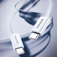 Cable USB-C a USB-C SAMZHE de 100W 5A, Cable de Carga Rápida y Transferencia de Datos, Cable Trenzado Blanco para iPhone, iPad, Laptop, Banco de Energía