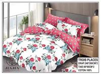 Ensemble de draps 4 pièces pour lit 2 places, 2 draps de lit et 2 taies d'oreiller, 200*230cm, taille Queen, en coton