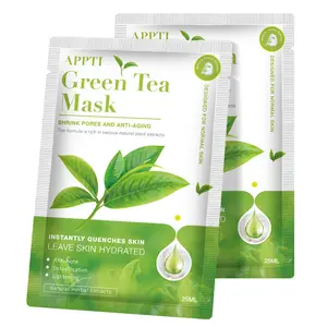 Wholesale Private Label Beauty Face Whitening Hydrating Skin Care Natural Organic Plant Green Tea Facial Sheet Mask